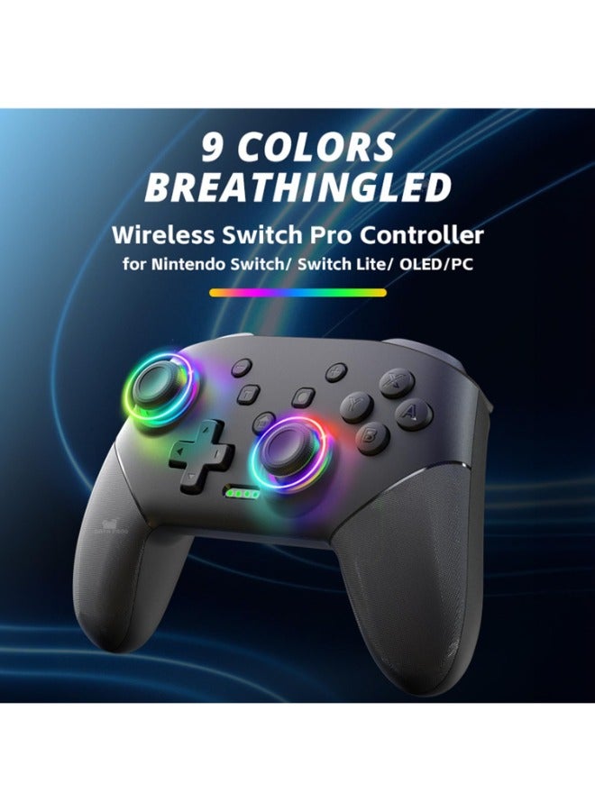 Switch Pro Controller, Wireless Switch Controllers with LED Light, Ergonomic Game Controller with Programmable Buttons, Turbo Controller for Nintendo Switch/Switch Lite/Switch OLED