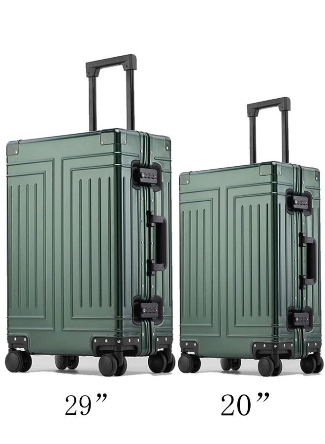 Set of 2 Hardcase Travel Suitcase Al-Mg Alloy Luggage Trolley With 4 Spinner Wheel 29