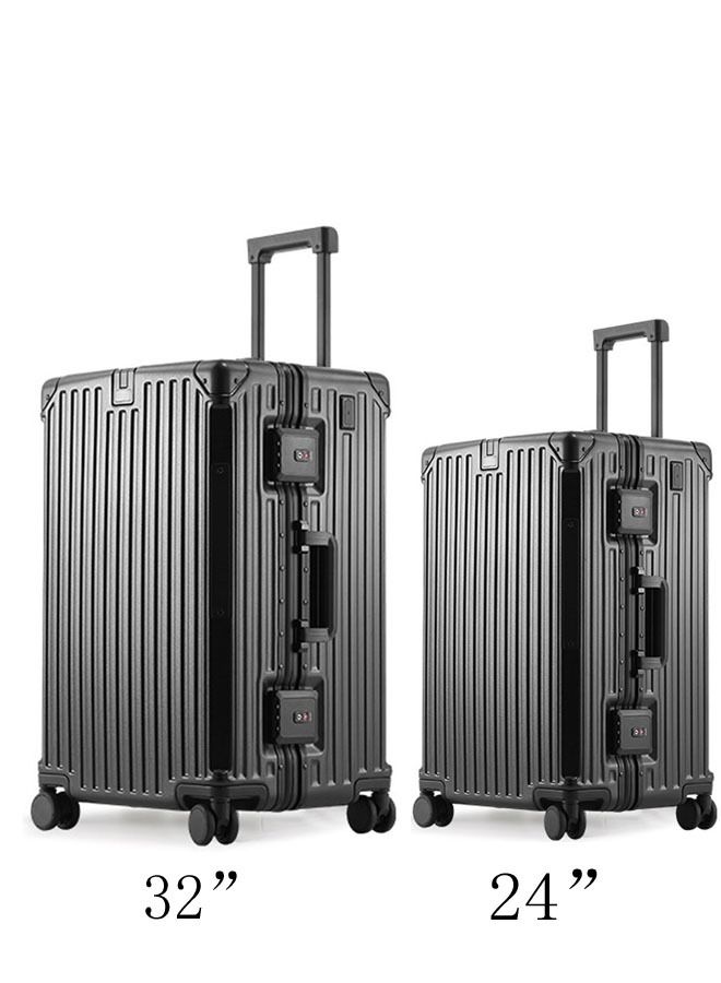 Set of 2 Premium Expandable Aluminum Frame ABS & PC Suitcase With USB charging port and C type 24 and 32 inch