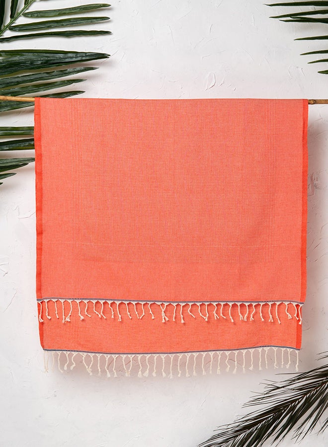 Turkish Cotton Pestemal Beach Towel Orange 180 x 90cm