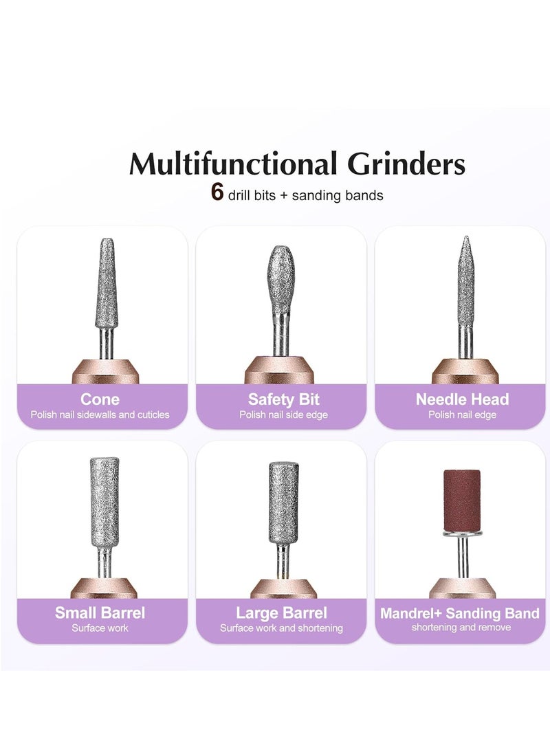 COSLUS Electric Nail Drill File Professional: for Acrylic Gel Dip Powder Nails Portable Nail Drill Machine Kit Manicure Pedicure Tools Polishing Set with Nail Drill Bits Sanding Bands
