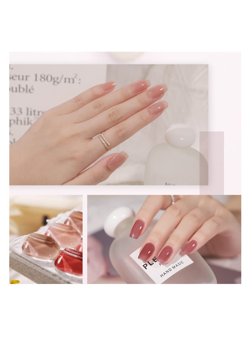 GAOY Icy Jelly Gel Nail Polish Set of 6 Colors Including Red Pink Nude Gel Polish Kit UV LED Soak Off Polish Home DIY Manicure Nail Salon Varnish