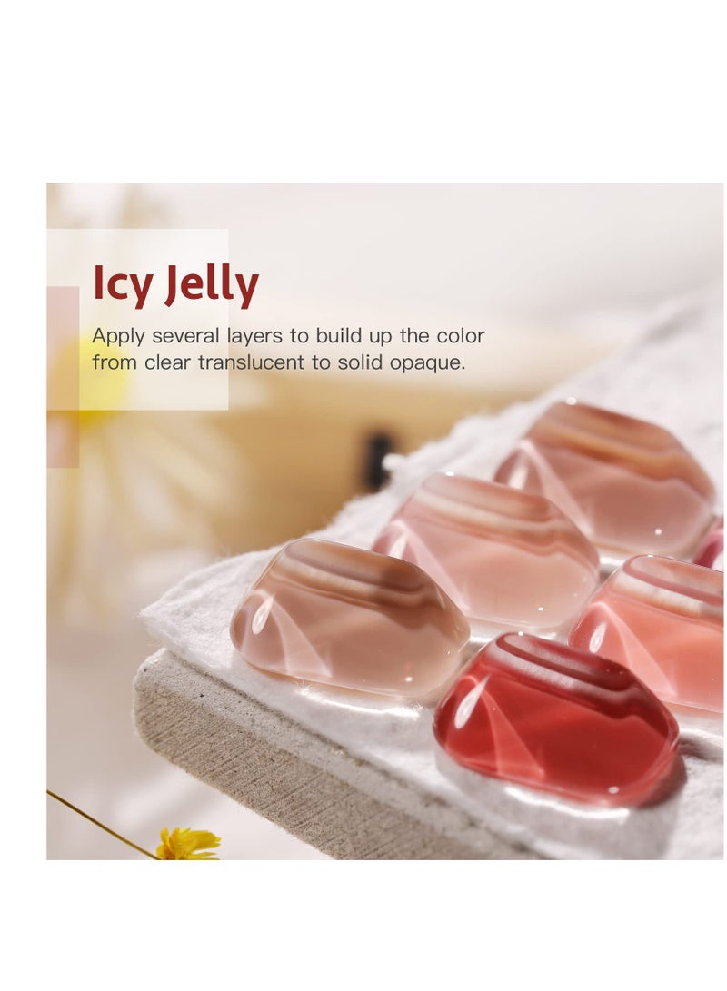 GAOY Icy Jelly Gel Nail Polish Set of 6 Colors Including Red Pink Nude Gel Polish Kit UV LED Soak Off Polish Home DIY Manicure Nail Salon Varnish