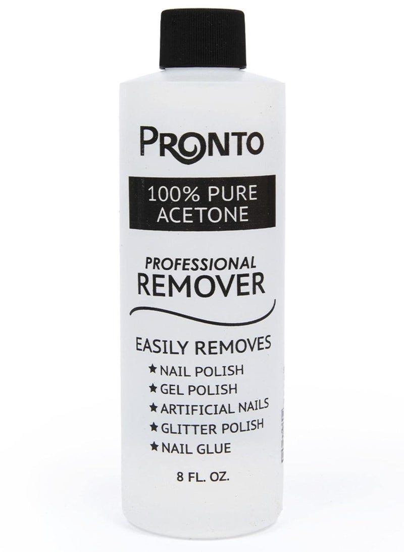 Pronto 100% Pure Acetone - Quick, Professional Nail Polish Remover - For Natural, Gel, Acrylic, Sculptured Nails (8 FL. OZ.)