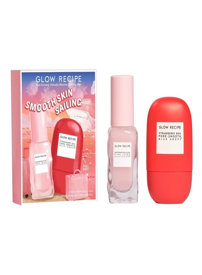 GLOW RECIPE Smooth Skin Sailing Blur and Hydrate Kit (30ml + 25ml) – Pore-Refining & Hydrating Skincare Set with Blur Drops and Moisturizer for Smoother, Glowing Skin