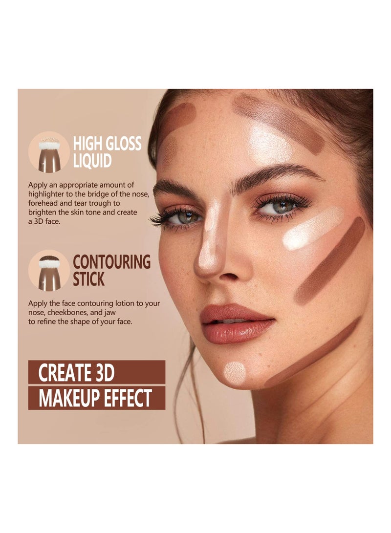 Liquid Highlighter Makeup Stick, Dewy Finish, Moisturizing Silky Smooth Texture, Cream Highlighter Lightweight, Easy To Spread, Long-lasting Natural Makeup Effect (01#Spotlight)