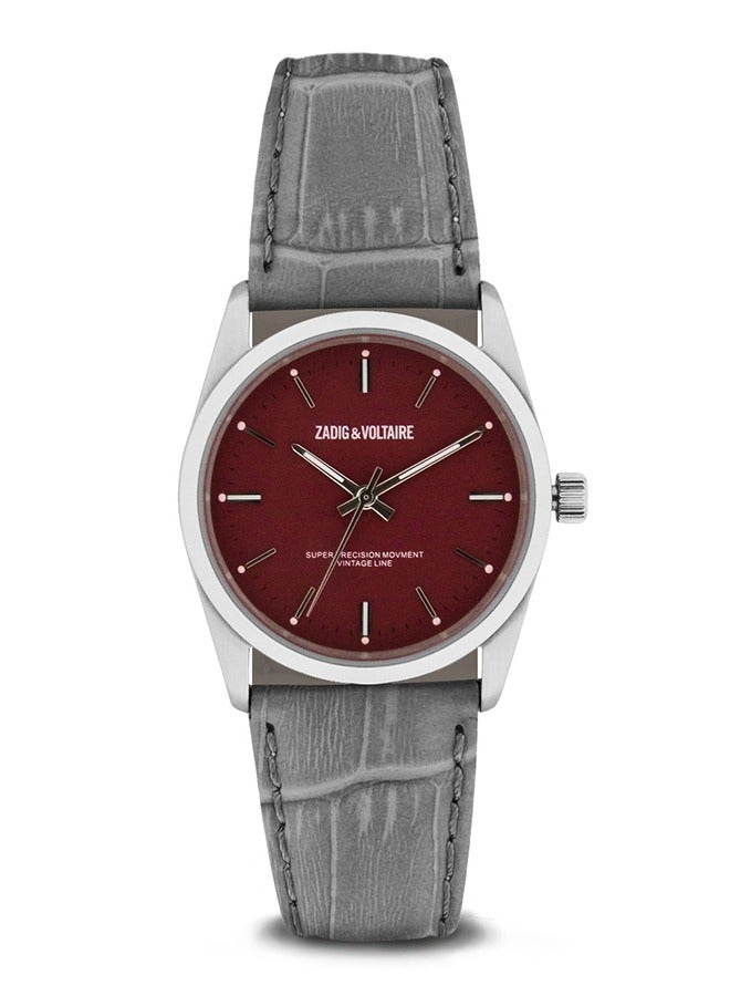 Woman Zadig & Voltaire Watch with Miyota  Movement 36 mm, Silver-burgundy, ZVF235