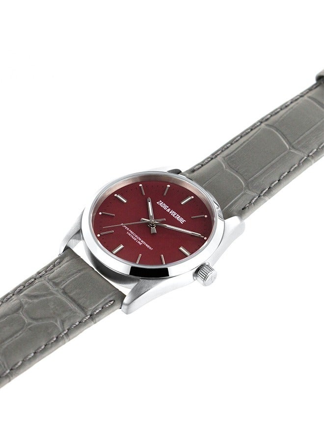 Woman Zadig & Voltaire Watch with Miyota  Movement 36 mm, Silver-burgundy, ZVF235