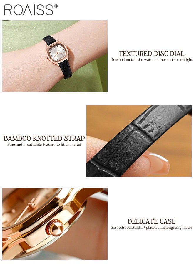 Women's Leather Strap Quartz Watch Analog Display Square White Dial with Gold Bezel Waterproof Elegant Wristwatch as Gift for Ladies