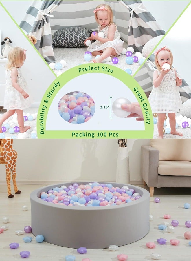 100-Piece Soft Ocean Pit Toy Balls Play Set,Ocean Ball,Soft Plastic Balls for 1 2 3 4 5 Years Baby Kids Birthday Pool Tent Unicorn Mermaid Party