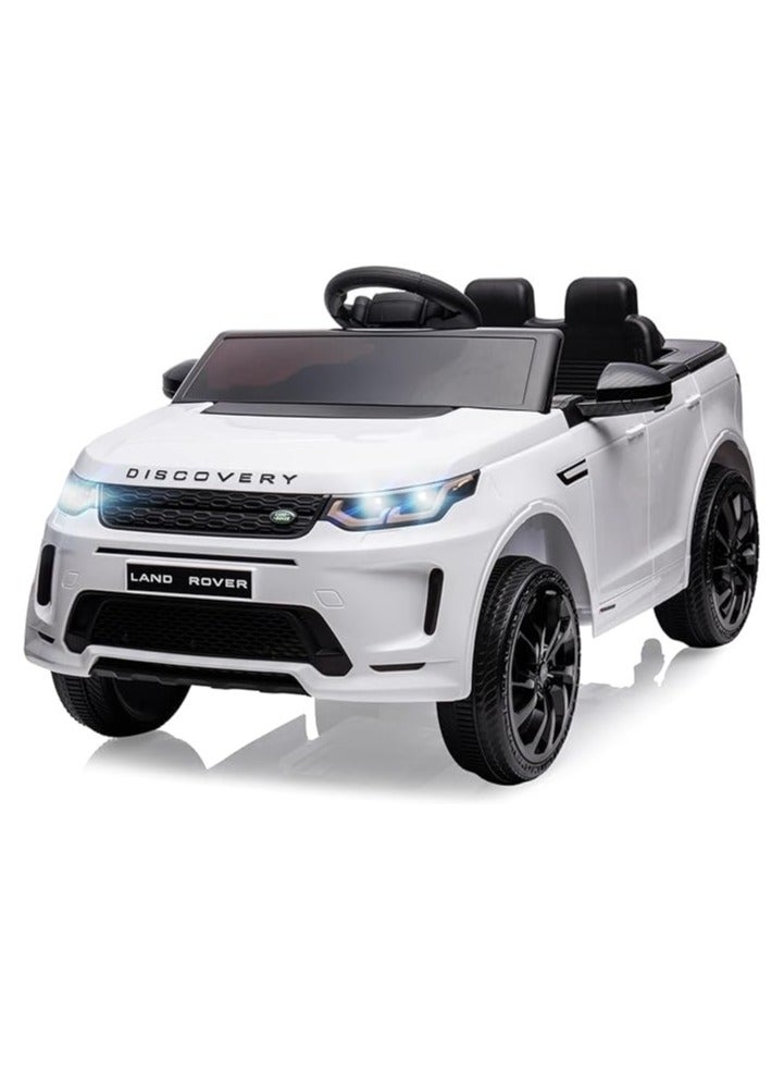 Licensed Land Rover Ride On Car, 12V7 Battery Powered Electric Vehicle Parent Remote Control, LED Light, Horn, Music Bluetooth, Gift for Boys and Girls (White)
