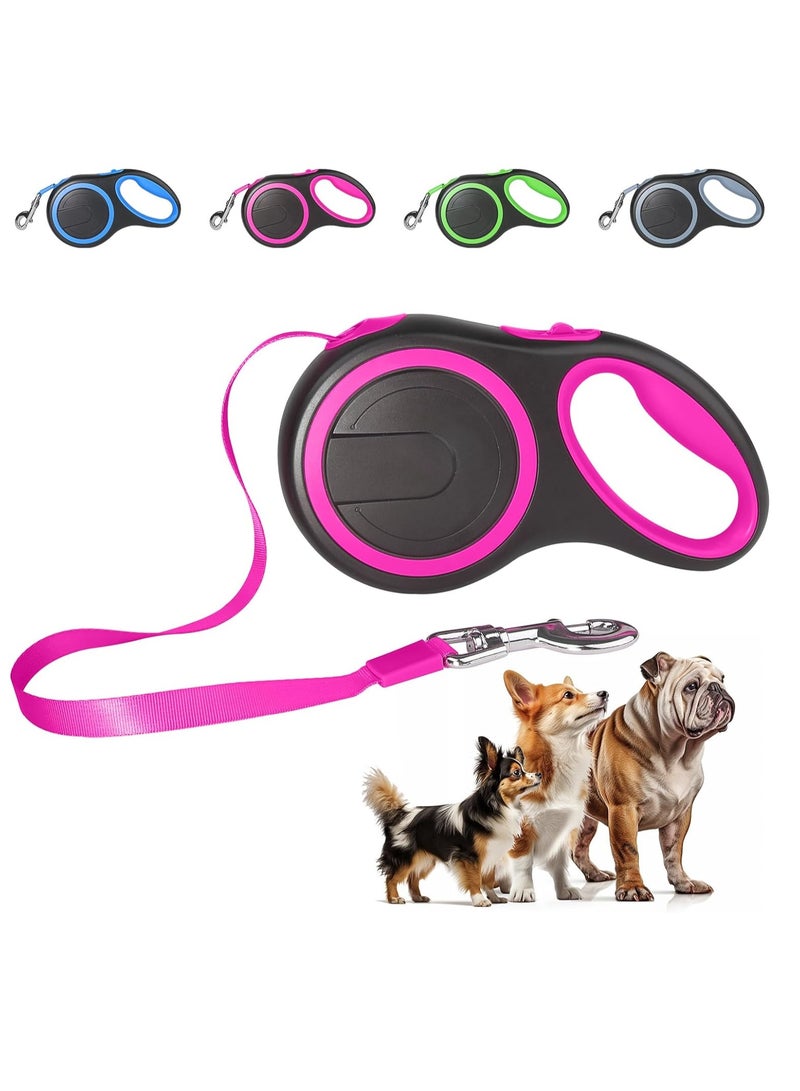 Quick Release Lead Automatic Retractable Pet Dog Leash - Lock Polyester Tape Dog Chain - 360° Tangle-Free, Anti-Slip Dog Rope, Pet Accessories (Pink)