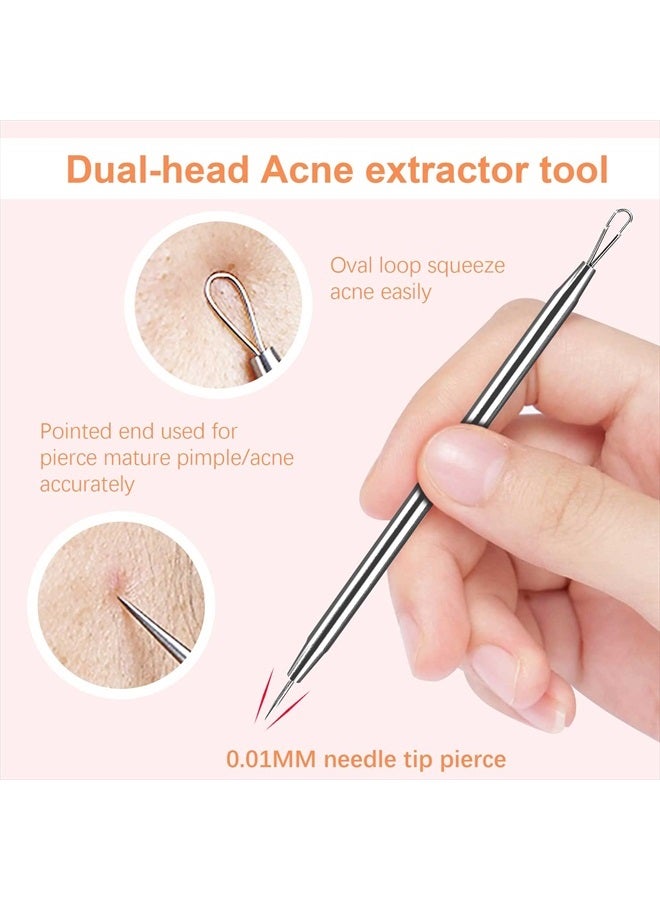 Blackhead Tweezers, Pimple Popper Tool Kit, Comedone Extractor, 3 in 1 Professional Stainless Skin Zit Acne Blemish Whitehead Popping Removing Surgical Tools Set, Silver