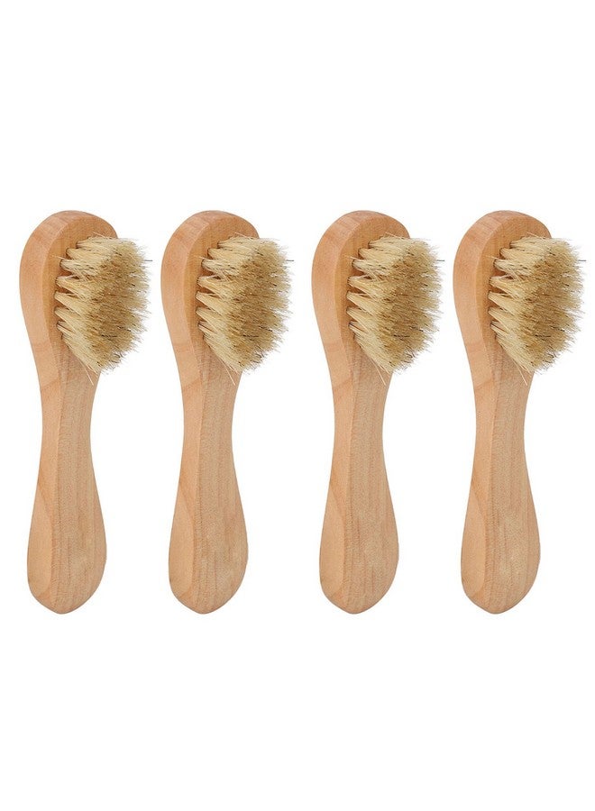 4Pcs Facial Cleansing Brush Deep Peeling Exfoliator Face & Body Brushgrass Wood Handle With Boar Bristles For Daily Cleansing Smooth Radiant Skin Lymphatic Drainage