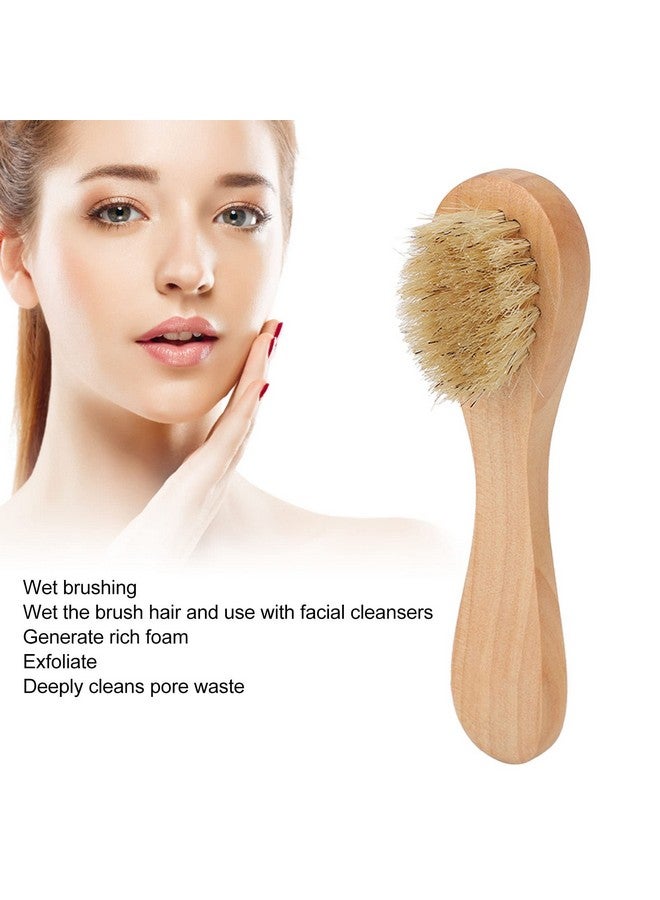 4Pcs Facial Cleansing Brush Deep Peeling Exfoliator Face & Body Brushgrass Wood Handle With Boar Bristles For Daily Cleansing Smooth Radiant Skin Lymphatic Drainage