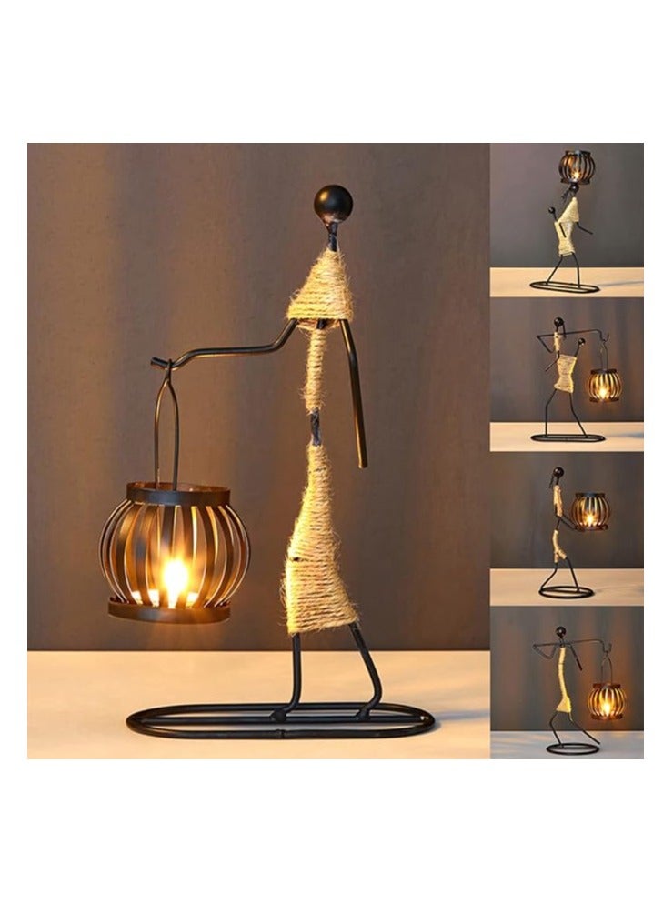 Metal Candle Holder Abstract Character Candlestick Decorative Handmade Candlestick Vintage Candle Stand for Wedding Home Coffee Shop Table Decoration Art Gift