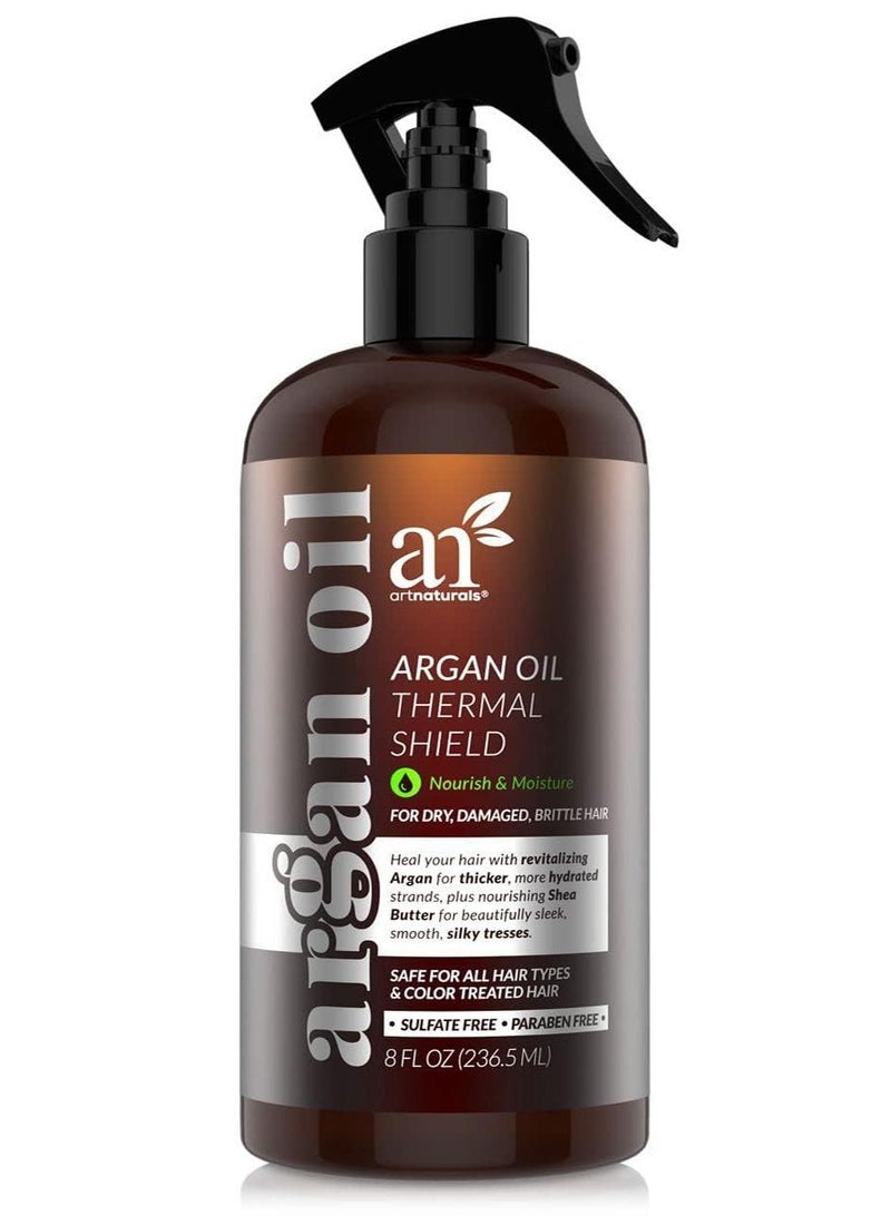 Artnaturals Thermal Hair Protector Spray - (8 Fl Oz / 236ml) - Heat Protectant Spray against Flat Iron Heat - Argan Oil Preventing Damage, Breakage and Split Ends - Sulfate Free (ANHA-0801)