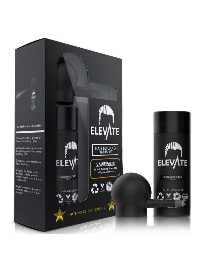 Hair Perfecting 2In1 Kit ; Set Includes Natural Hair Thickening Fibers & Spray Applicator Pump Nozzle ; Instantly Conceal Thicken Thinning Balding Hair Areas In Seconds Men & Women (Black)