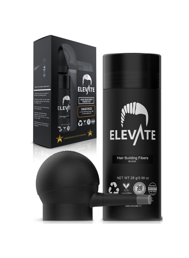 Hair Perfecting 2In1 Kit ; Set Includes Natural Hair Thickening Fibers & Spray Applicator Pump Nozzle ; Instantly Conceal Thicken Thinning Balding Hair Areas In Seconds Men & Women (Black)
