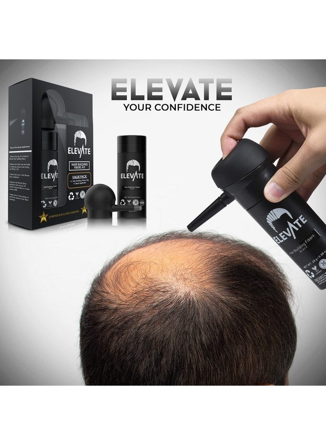 Hair Perfecting 2In1 Kit ; Set Includes Natural Hair Thickening Fibers & Spray Applicator Pump Nozzle ; Instantly Conceal Thicken Thinning Balding Hair Areas In Seconds Men & Women (Black)