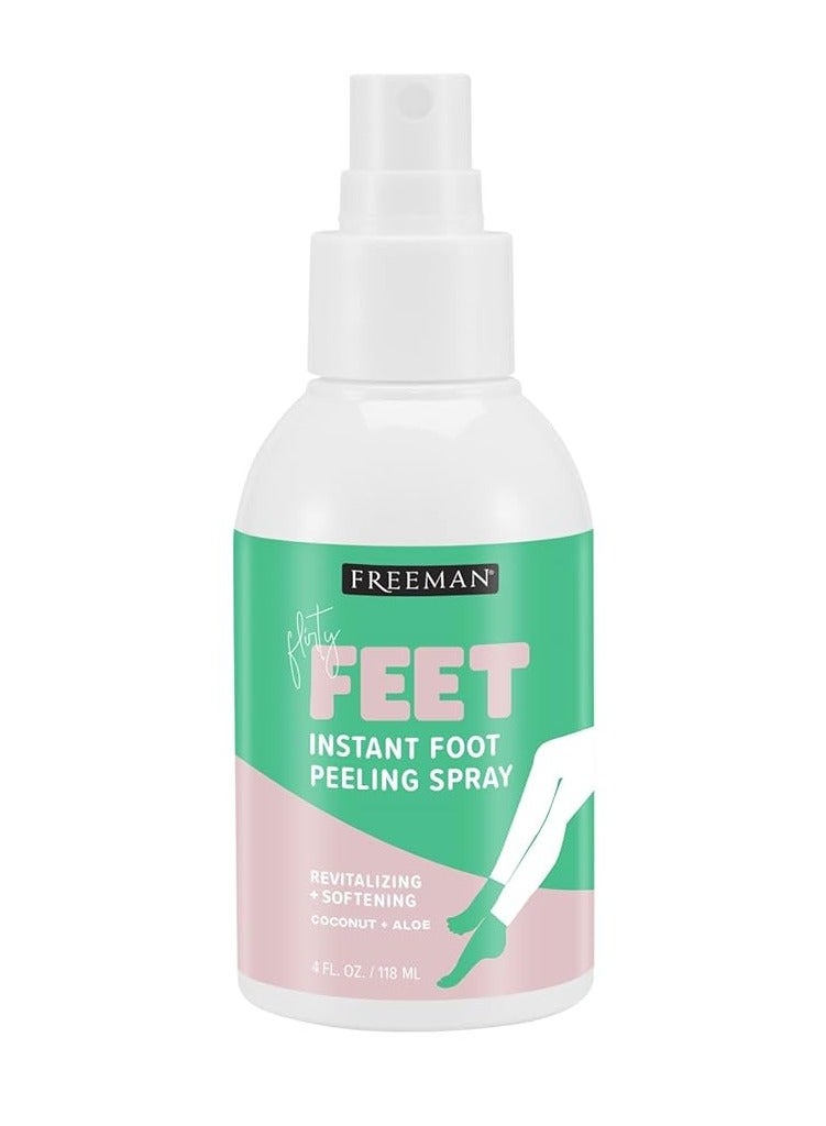 Freeman Flirty Feet Coconut & Aloe Instant Peeling Foot Peeling Spray, Softening Foot Mask Exfoliates & Removes Dead Skin, Moisturize Dry Feet, Clean Ingredients, Cruelty-Free, 4 fl.oz./ 118 ml Bottle