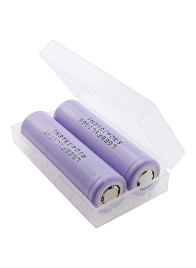 2 Piece 3.6V 3350Mah 18650 Li-Ion Rechargeable Battery With White Case