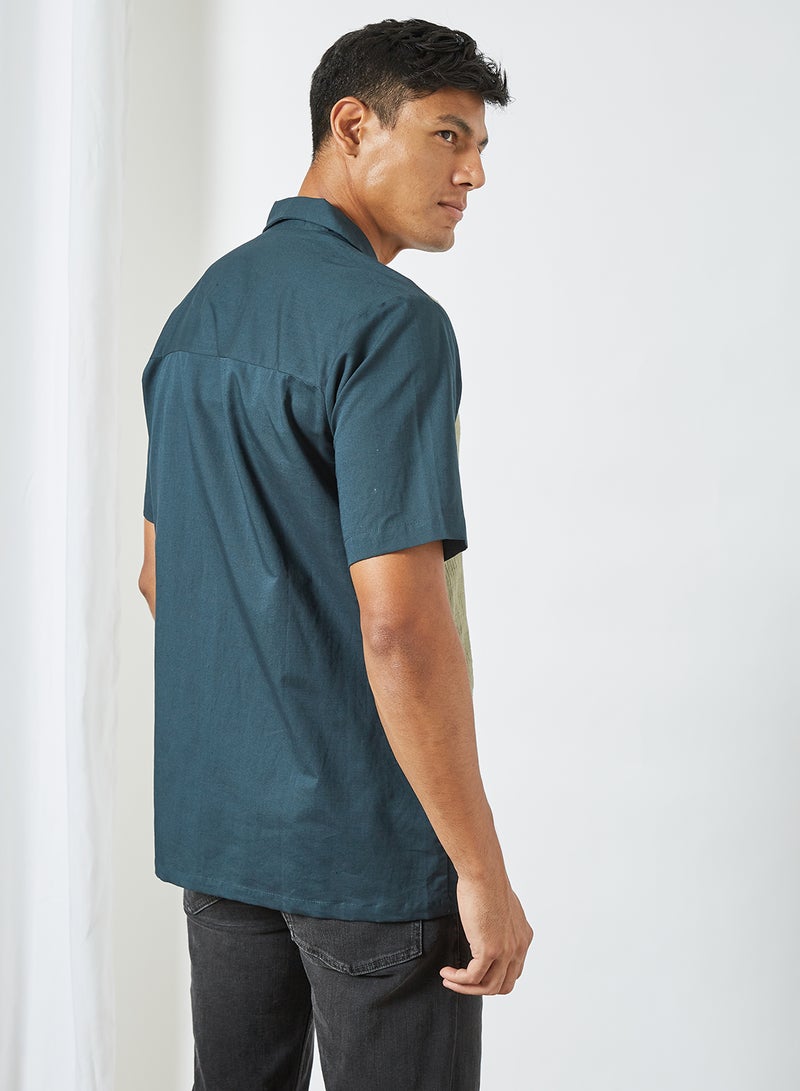 Colourblock Shirt Teal