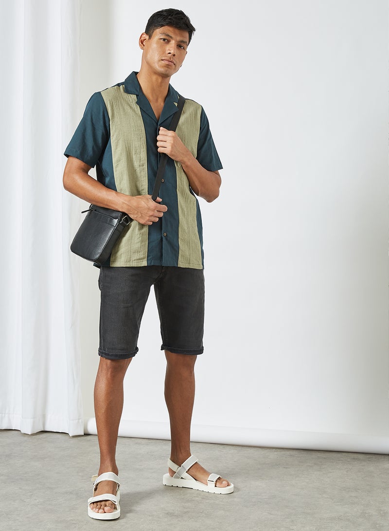 Colourblock Shirt Teal