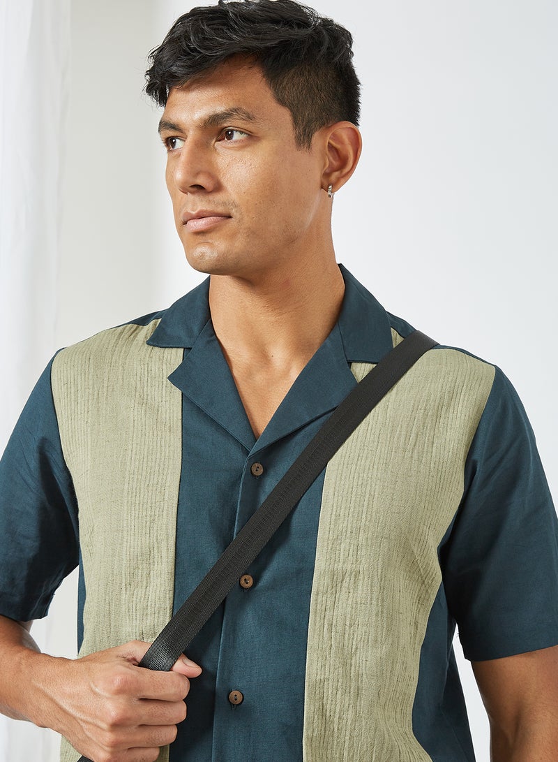 Colourblock Shirt Teal