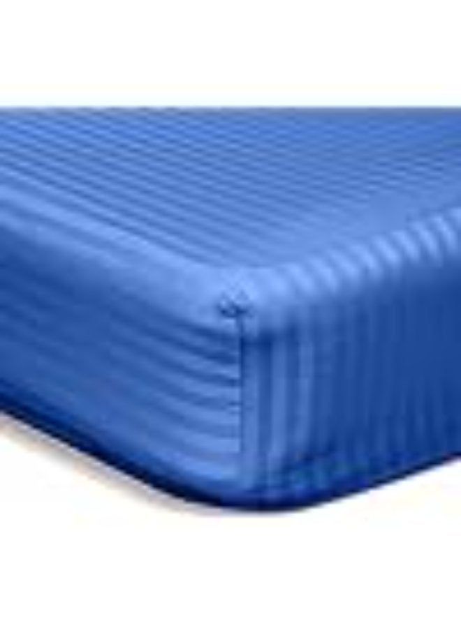 PAUL SODA EMPORIA Soft Comfort Stripe Microfiber Fitted Sheet for Mattress, King 180 x 200cm, Royal Blue