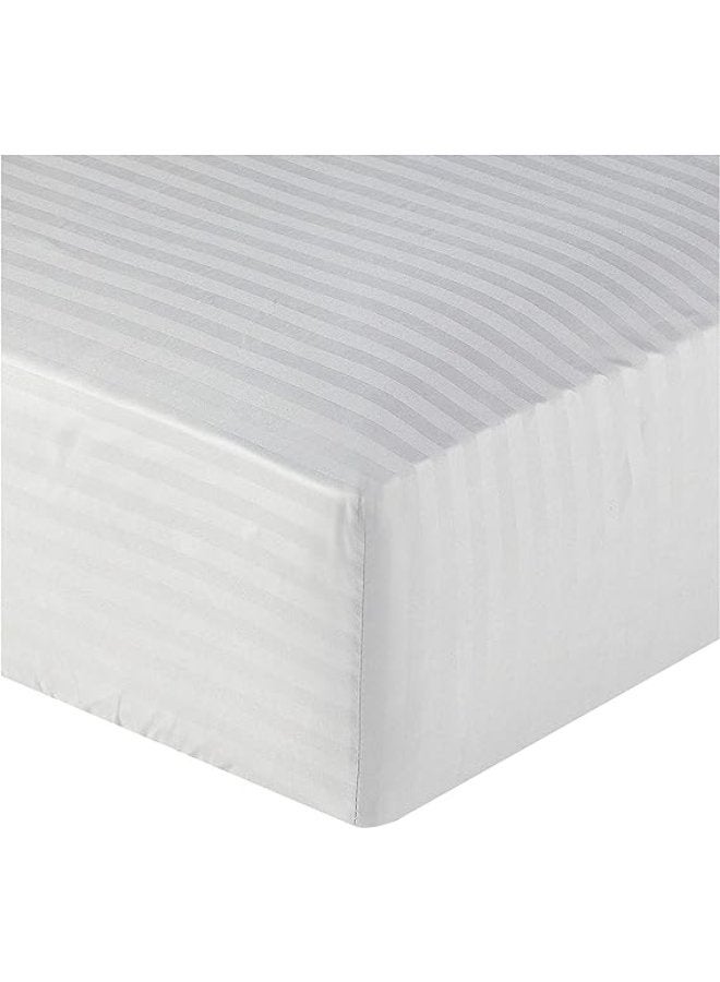 PAUL SODA EMPORIA Soft Comfort Stripe Microfiber Fitted Sheet Super King 200 x 200 cm, Light Grey