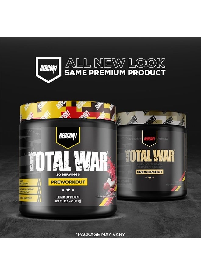 Total War Pre Workout Powder, Cherry Lime - Beta Alanine + Citrulline Malate Vegan & Keto Friendly Preworkout for Men & Women with 320mg of Caffeine (50 Servings)