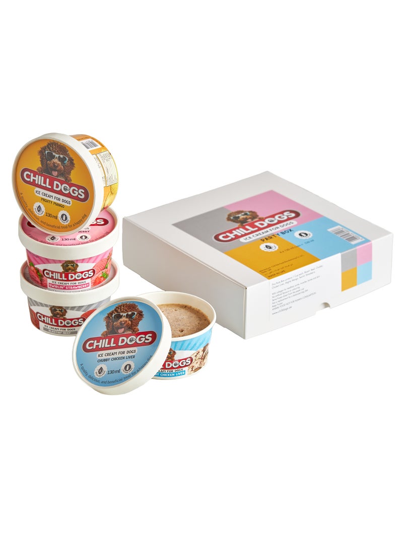 Chill Dogs. Ice Cream for Dogs Party Box 4 Cups x 130ml