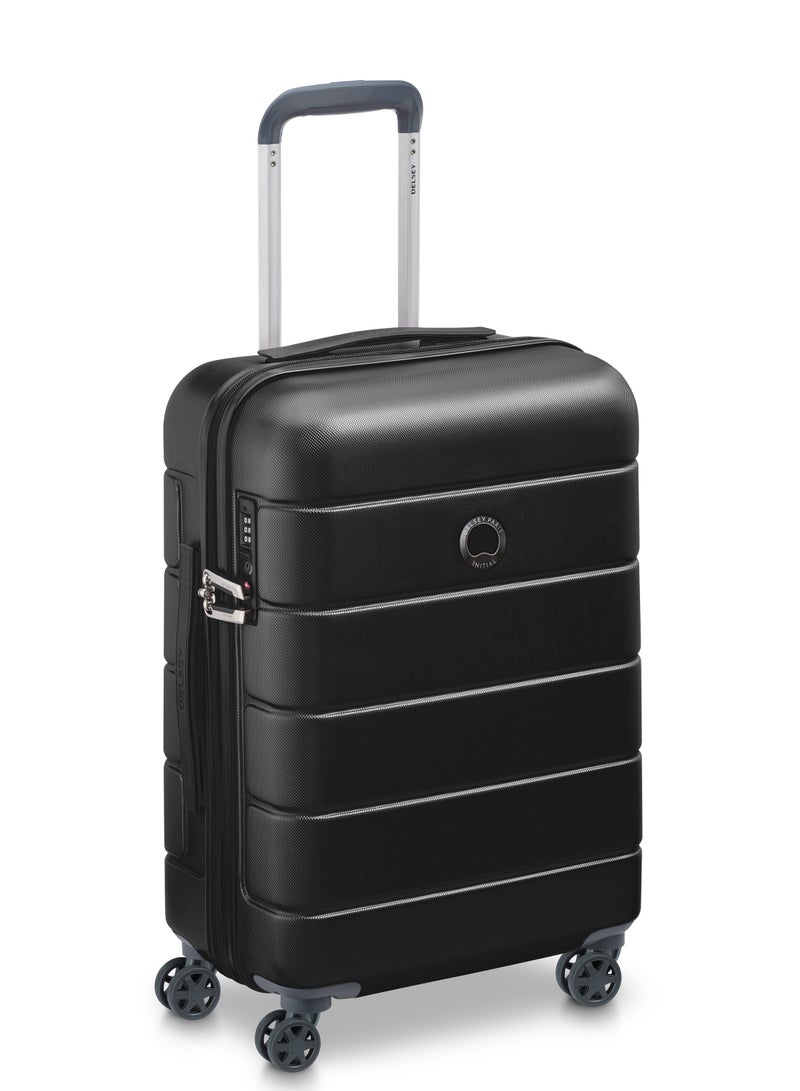 Delsey Lagos 55cm Hardcase  Expandable  4 Double Wheel Cabin Luggage Trolley Case Black - 00387080100W9