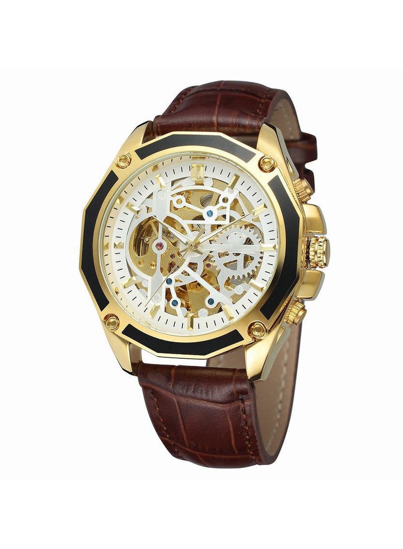 Men's Watch Waterproof Fashion Casual Steel Strap Skeleton Automatic Mechanical Watch