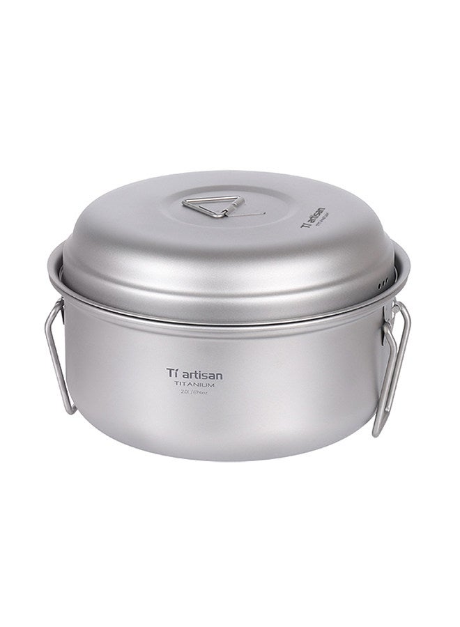Titanium Steamer Stockpot Set with Lid Outdoor Camping Soup Steaming Pot Pan Mess Kit