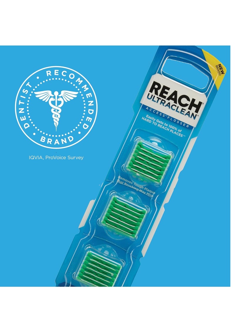 Reach Listerine Ultraclean Access Flosser Refill Heads | Dental Flossers | Refillable Flosser | Effective Plaque Removal | Mint Flavored | 28 ct, 1 Pack, Package May Vary