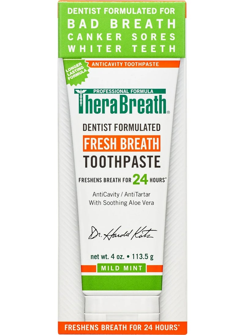 TheraBreath Fresh Breath Toothpaste Mild Mint Flavor 4oz 113.5g
