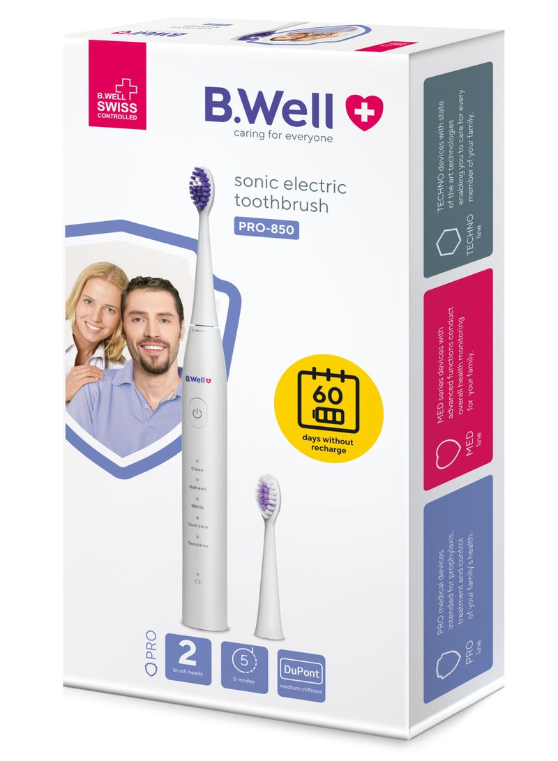 B WELL PRO-850 Electric Sonic Toothbrush(White)