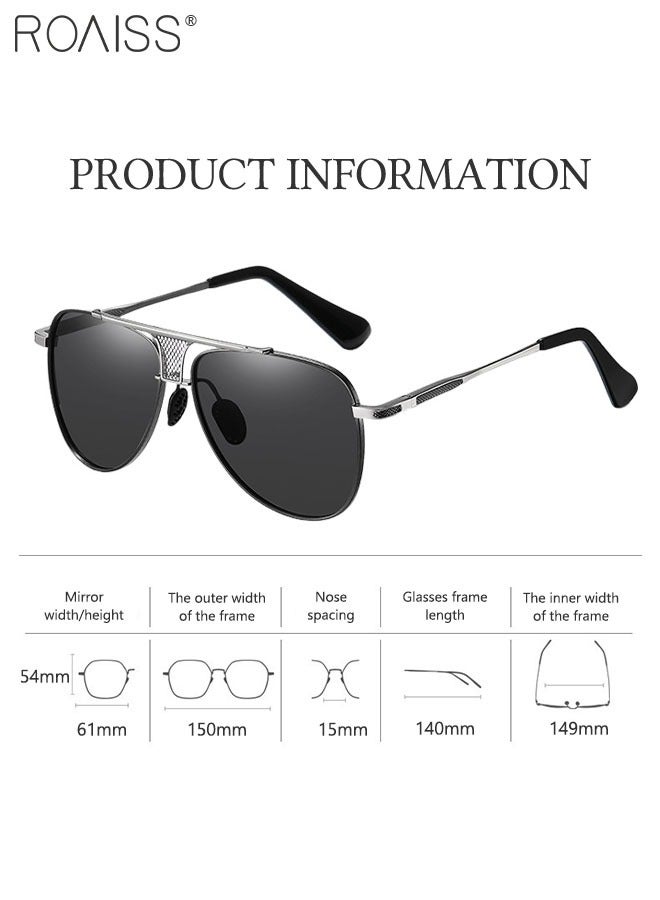 Men's Aviator Sunglasses, UV400 Protection Sun Glasses with Metal Frame, Fashion Anti-Glare Sun Shades for Men Driving, Fishing, Traveling, 61mm