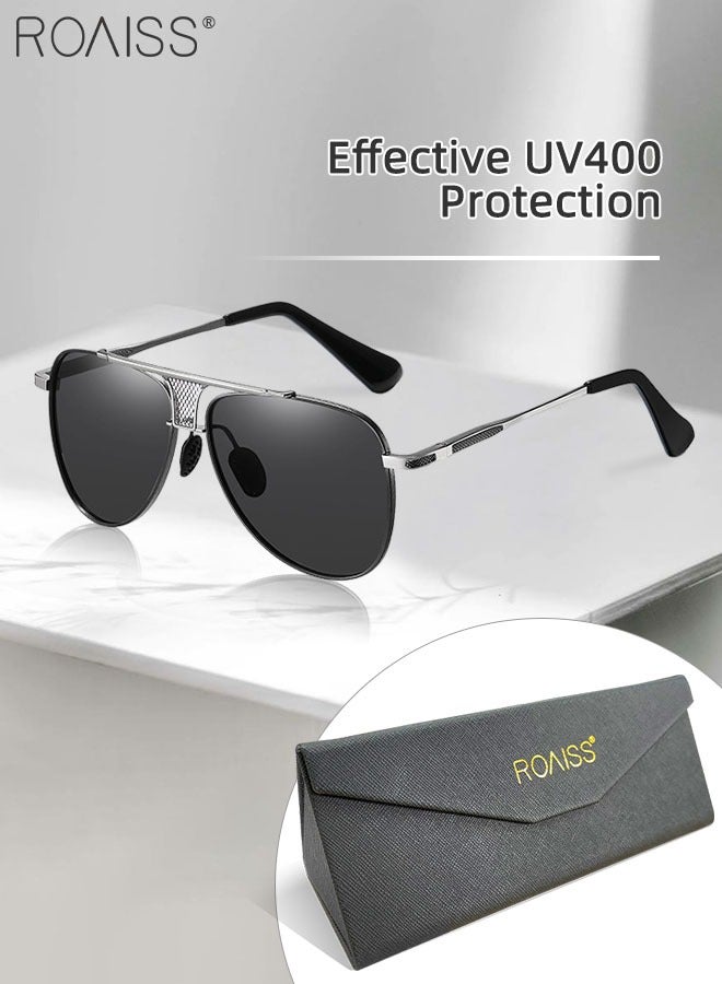 Men's Aviator Sunglasses, UV400 Protection Sun Glasses with Metal Frame, Fashion Anti-Glare Sun Shades for Men Driving, Fishing, Traveling, 61mm