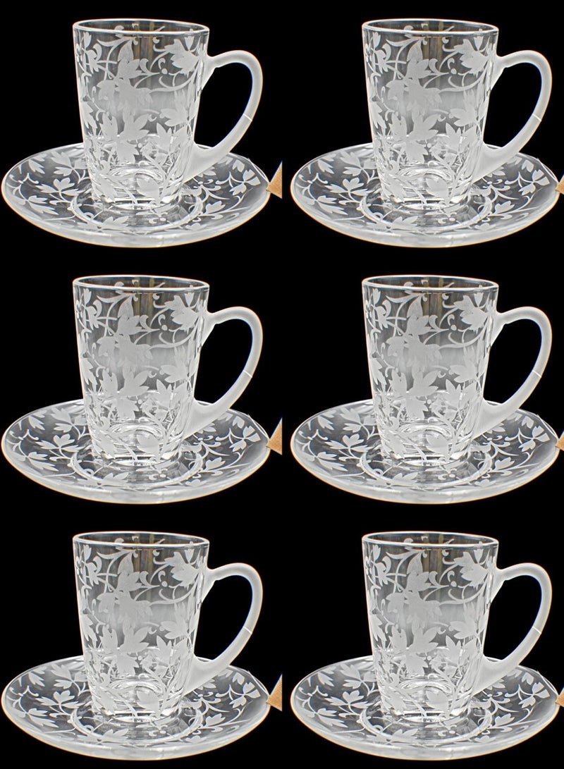 Tea Cups With Saucer Glass Set