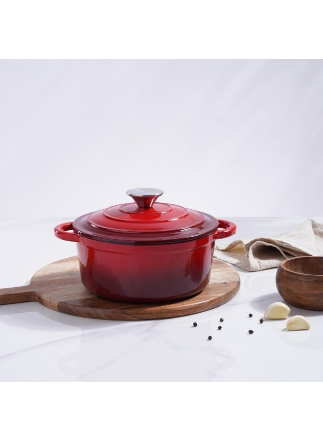 Glazura Enameled Cast Iron Cooking Pot 2L - Ombre Red