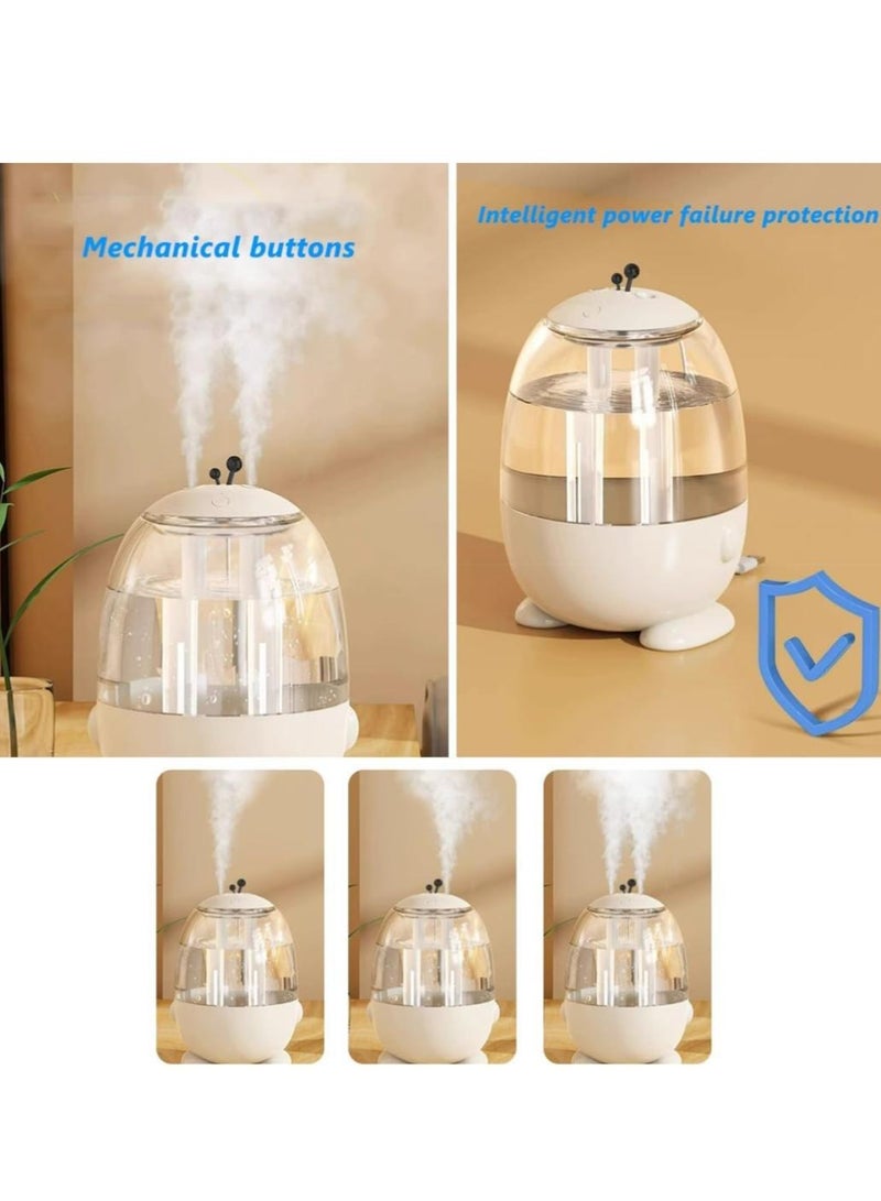 Humidifiers For Bedroom,3L Double Nozzle Dual Spray 3in1 Cool Mist Humidifier, Ultrasonic USB Air Humidifier for Large Room, Cordless Portable Humidifier with Night Light For Bedroom, Plants, Office