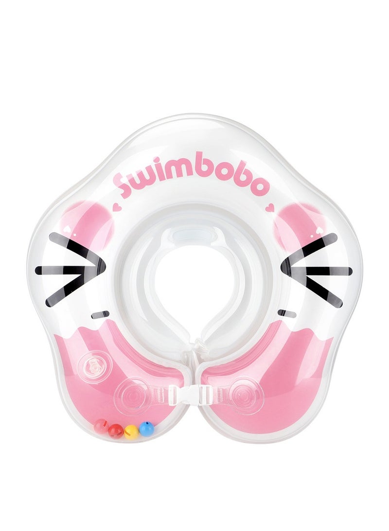 Little Sunshine Inflatable Eco-Friendly PVC Baby Swim Neck Ring Float for Toddlers - Safe Shower and Bathtime Floating Collar (Pink M)