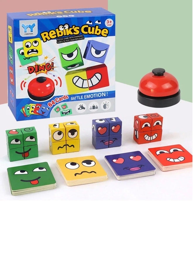 Kids Face Change Expression Puzzle Building Blocks Montessori Cube Table Game Toy Early Educational Toys for Children Gifts