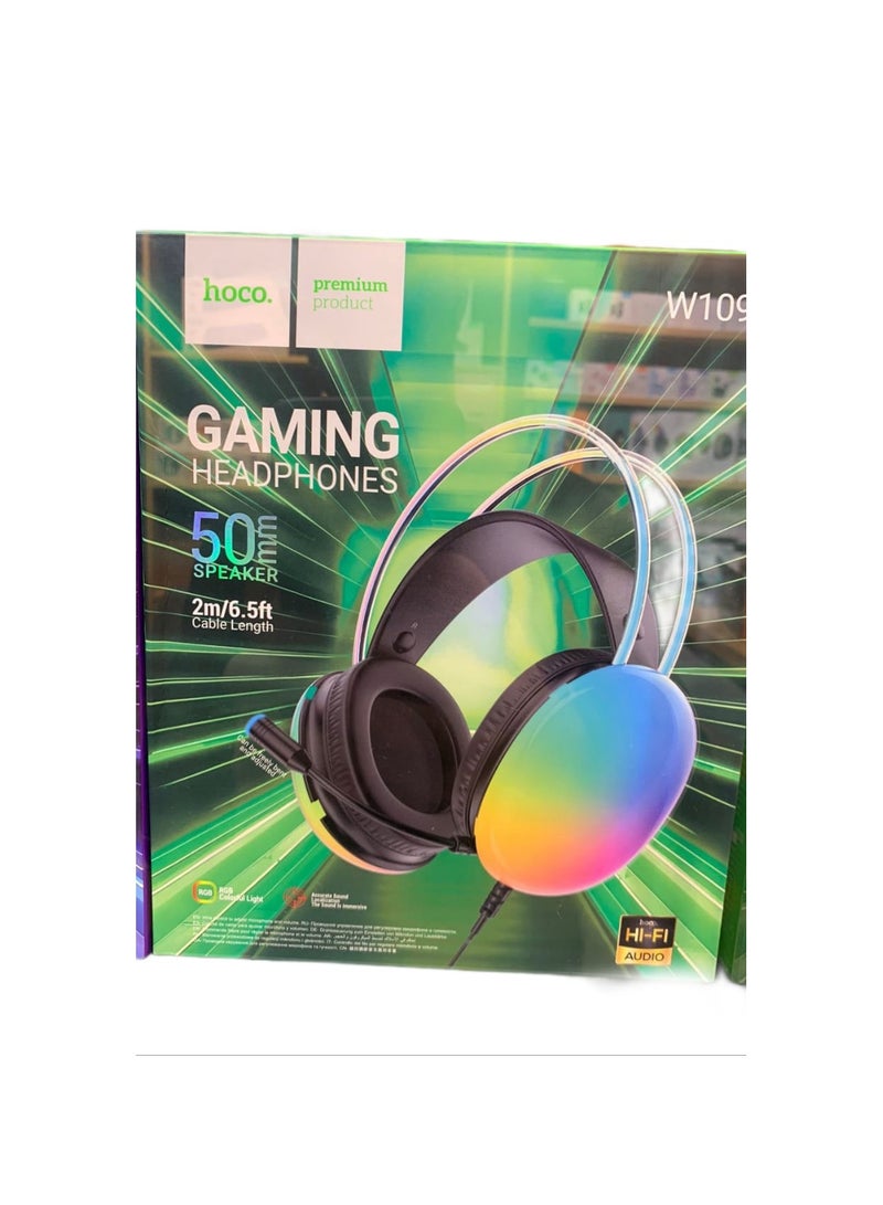 Rainbow RGB Wired Gaming Headset with Mic for PS4 PS5 MAC XBOX Laptop Lightweight 3.5mm Over Ear Audio Headphones Stereo Surround Sound Auto-adjustable Headband 50mm Drivers