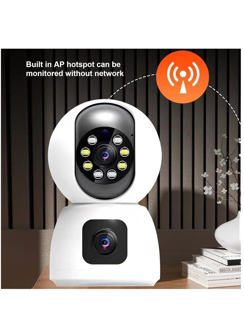 WiFi Dual Lens Security Camera HD Wireless Home Camera with Wide Angle NightMotion Detection, 2 Way, Panoramic Shooting, Rich Functions, HD Night