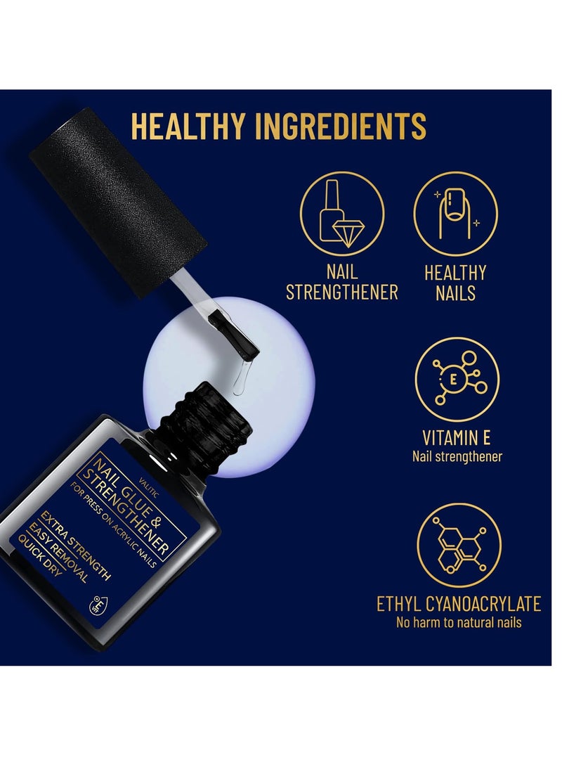 Valitic Strong Nail Glue and Strengthener - Quick Dry Brush On Gel for Long Lasting Nails - Adhesive Bond for False Nails - Strengthener for Nail Tips - 1 PACK
