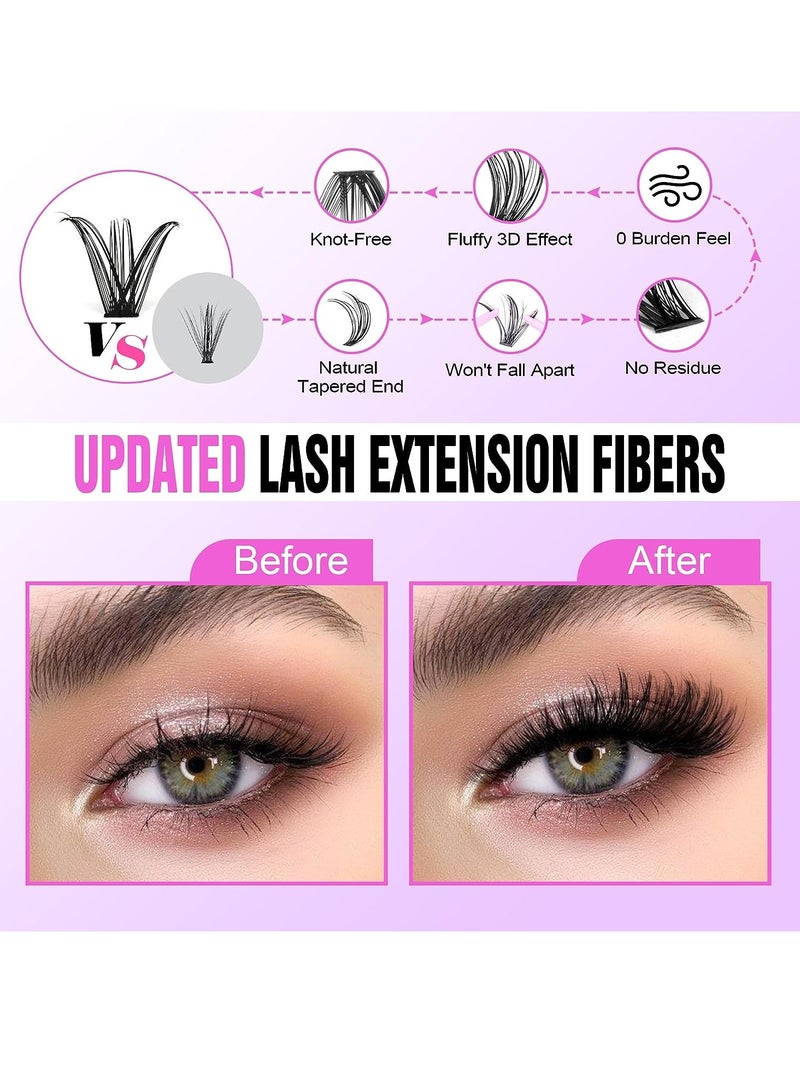 Pawotence Lash Extension Kit DIY 280pcs Lash Clusters Eyelash Extension Kit, 9-16mm 30D 40D Individual Lashes Kit with Lash Bond and Seal, Lash Tweezers for Self Use (30D&40D, 0.07D, 9-16mm, Kit)